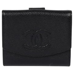 Chanel Black Caviar Leather Vintage Timeless Compact Wallet