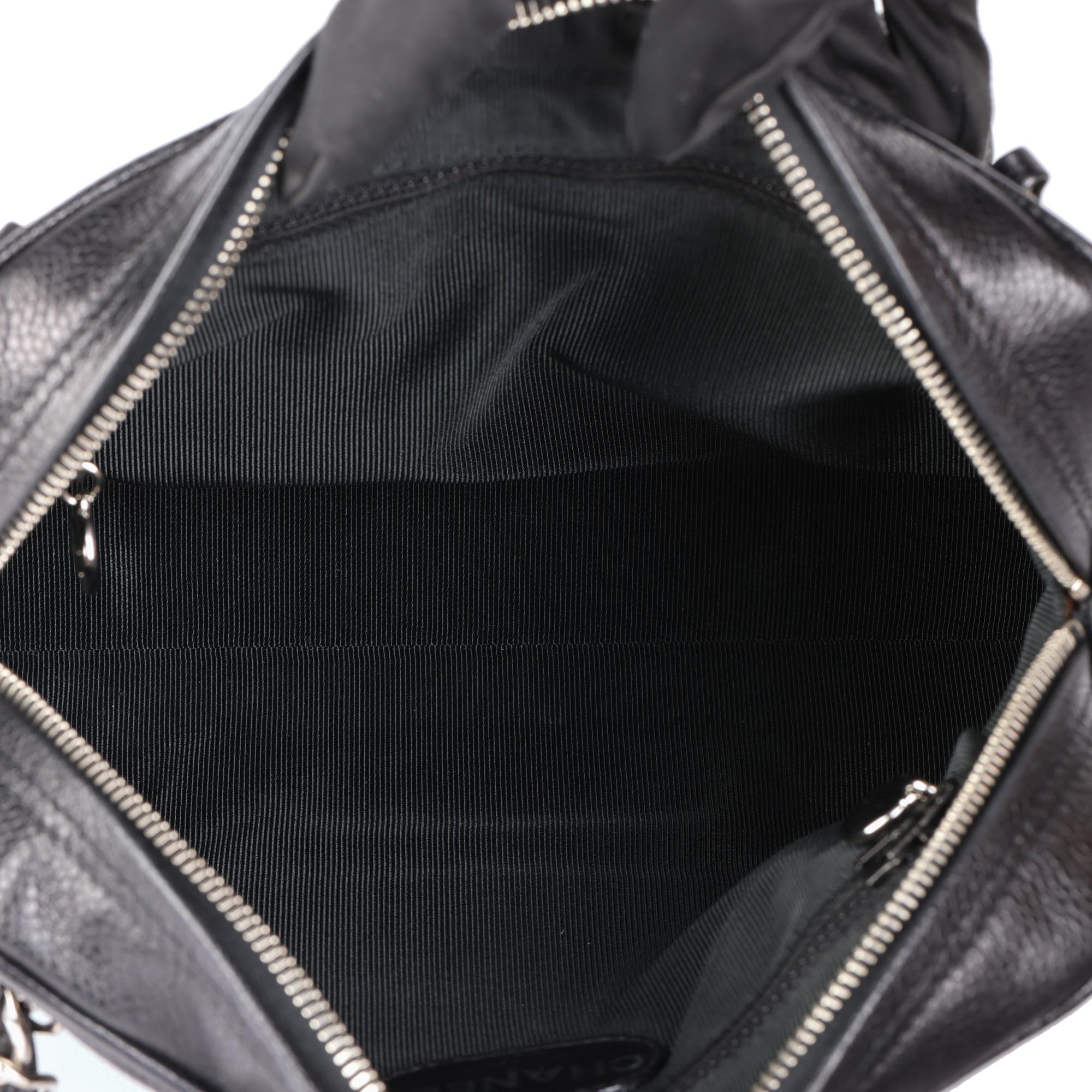 CHANEL Black Caviar Leather Vintage Timeless Logo Trim Shoulder Bag  6