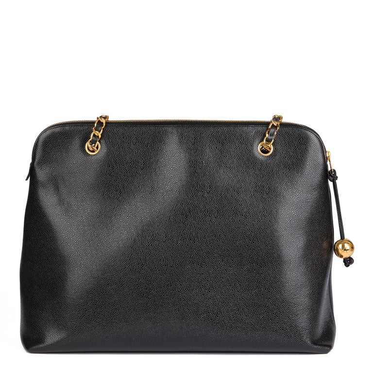 CHANEL Caviar Black Timeless CC Two-Sided Chain Shoulder Bag