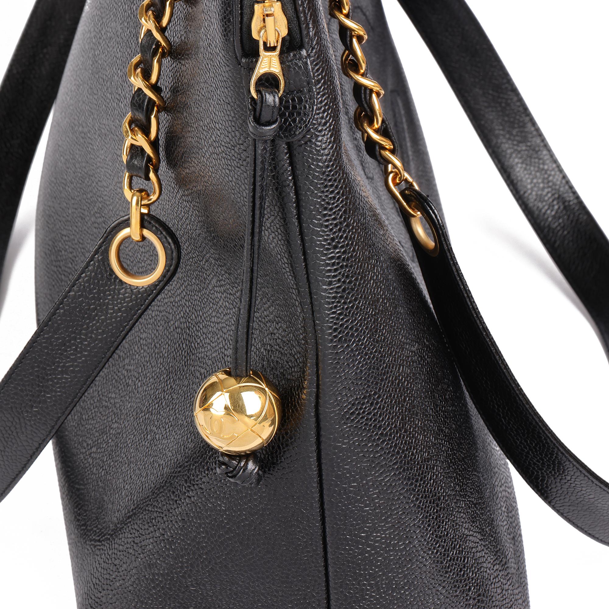 CHANEL Black Caviar Leather Vintage Timeless Shoulder Bag For Sale 4