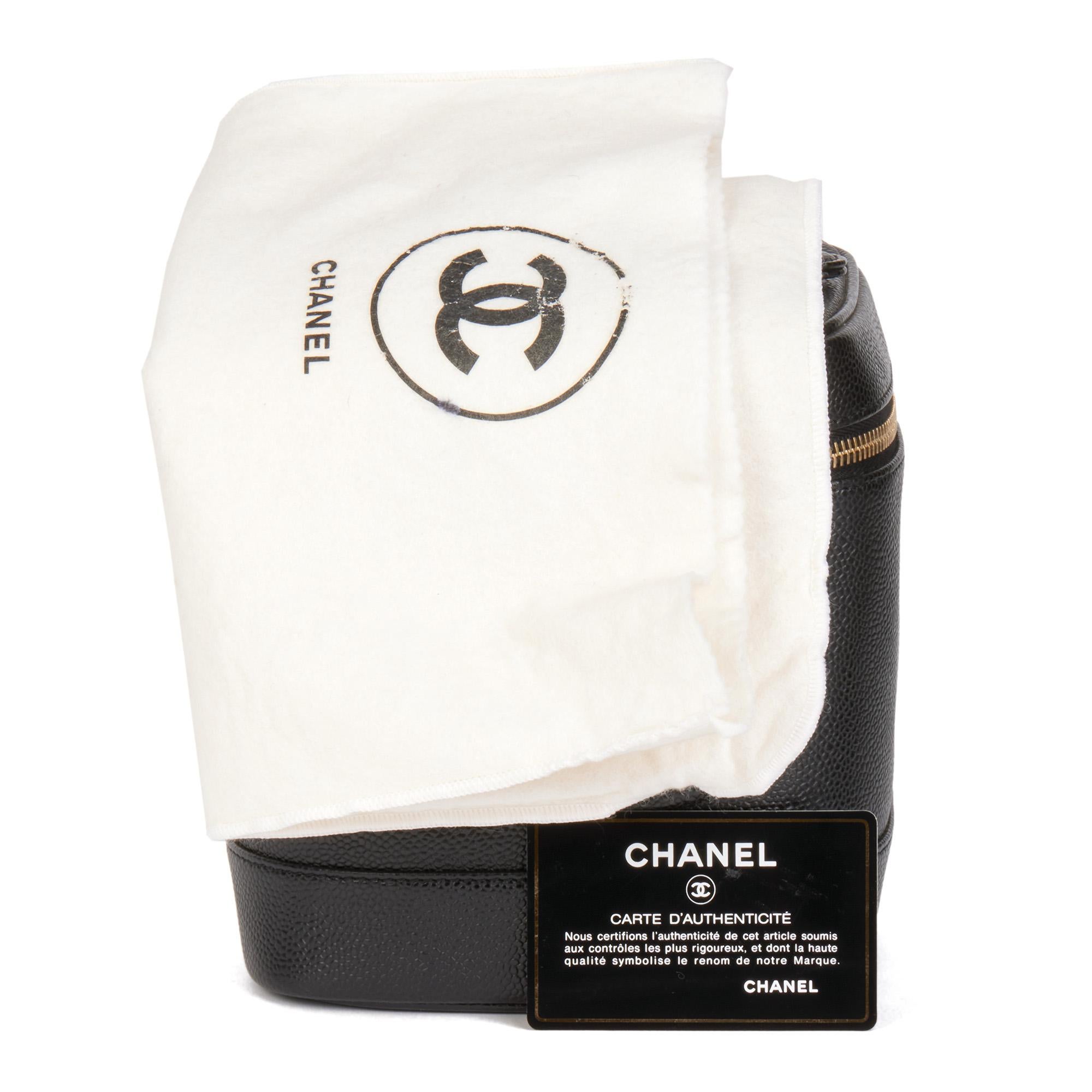 Chanel BLACK CAVIAR LEATHER VINTAGE TIMELESS VANITY CASE 6