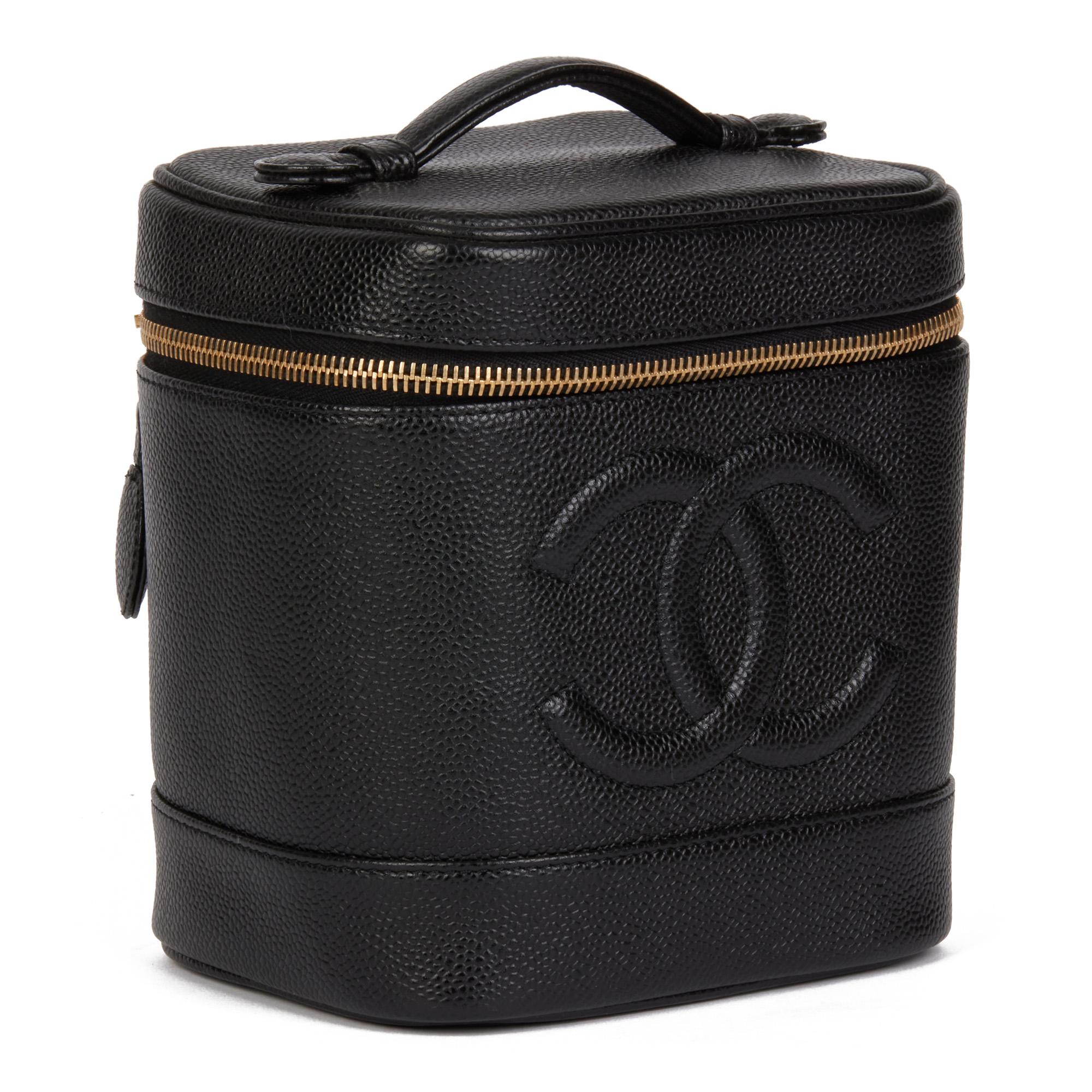 Chanel BLACK CAVIAR LEATHER VINTAGE TIMELESS VANITY CASE

CONDITION NOTES
The exterior is in excellent condition with minimal signs of use.
The interior is in excellent condition with minimal signs of use.
The hardware is in excellent condition with