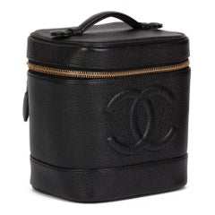 Chanel BLACK CAVIAR LEATHER VINTAGE TIMELESS VANITY CASE