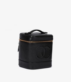 Chanel Black Caviar Leather Vintage Timeless Vanity Case