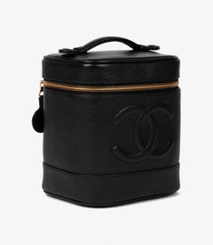 Chanel Black Caviar Leather Vintage Timeless Vanity Case