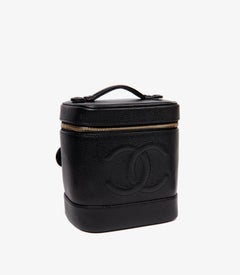 Chanel Black Caviar Leather Vintage Timeless Vanity Case