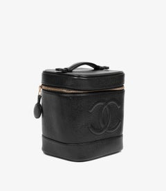 Chanel Black Caviar Leather Vintage Timeless Vanity Case