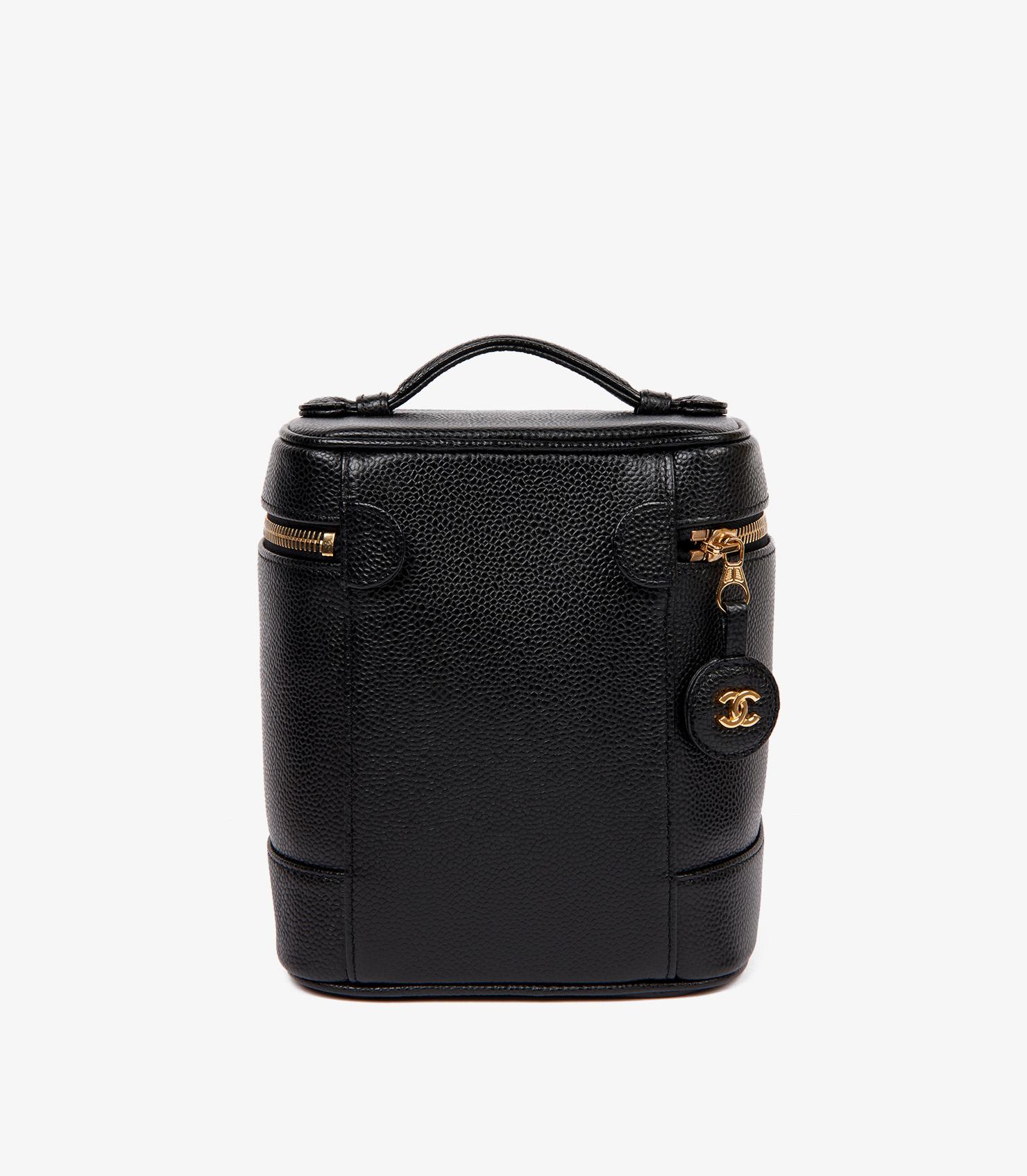 Chanel Black Caviar Leather Vintage Timeless Vanity Case In Excellent Condition In Bishop's Stortford, Hertfordshire