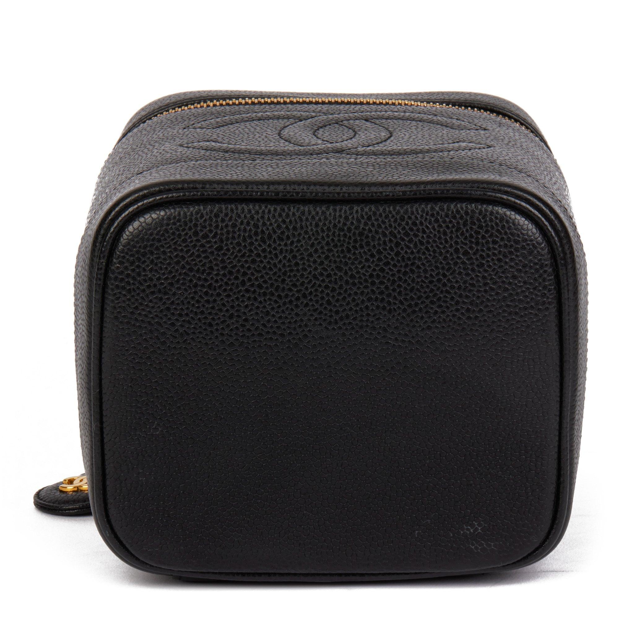 Women's Chanel BLACK CAVIAR LEATHER VINTAGE TIMELESS VANITY CASE