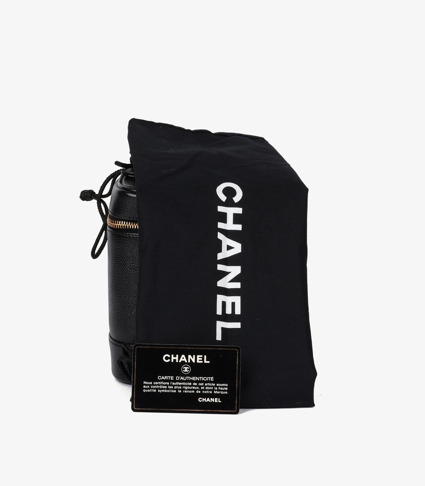 Chanel Black Caviar Leather Vintage Timeless Vanity Case For Sale 2
