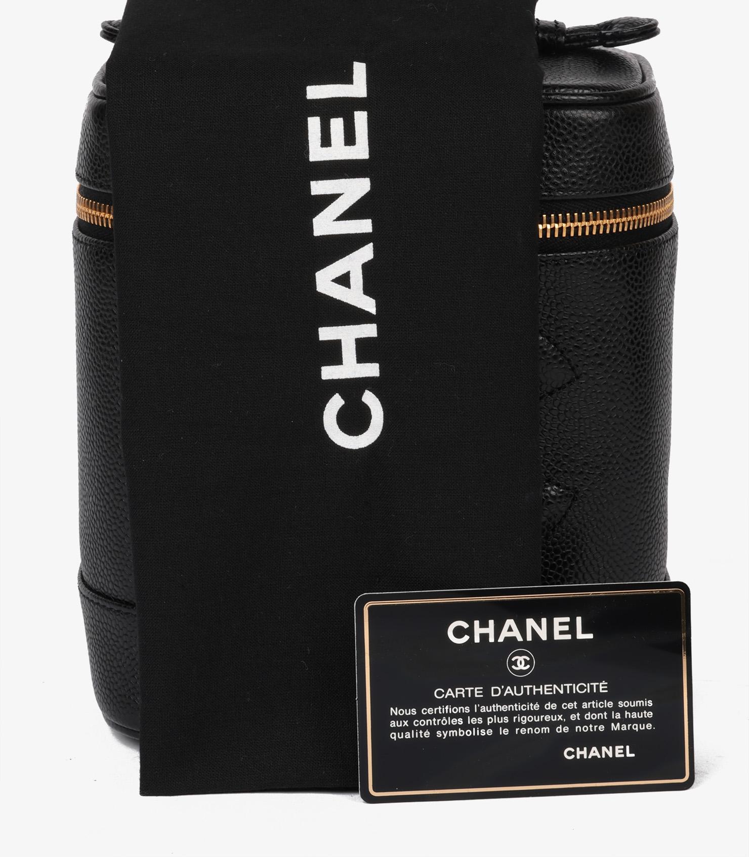 Chanel Black Caviar Leather Vintage Timeless Vanity Case 2