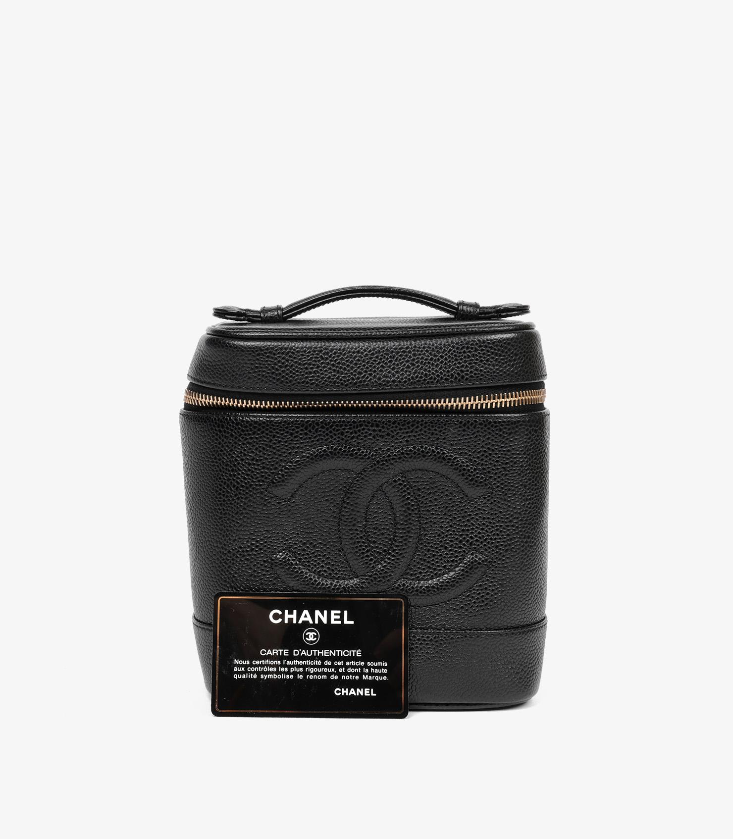 Chanel Black Caviar Leather Vintage Timeless Vanity Case For Sale 2