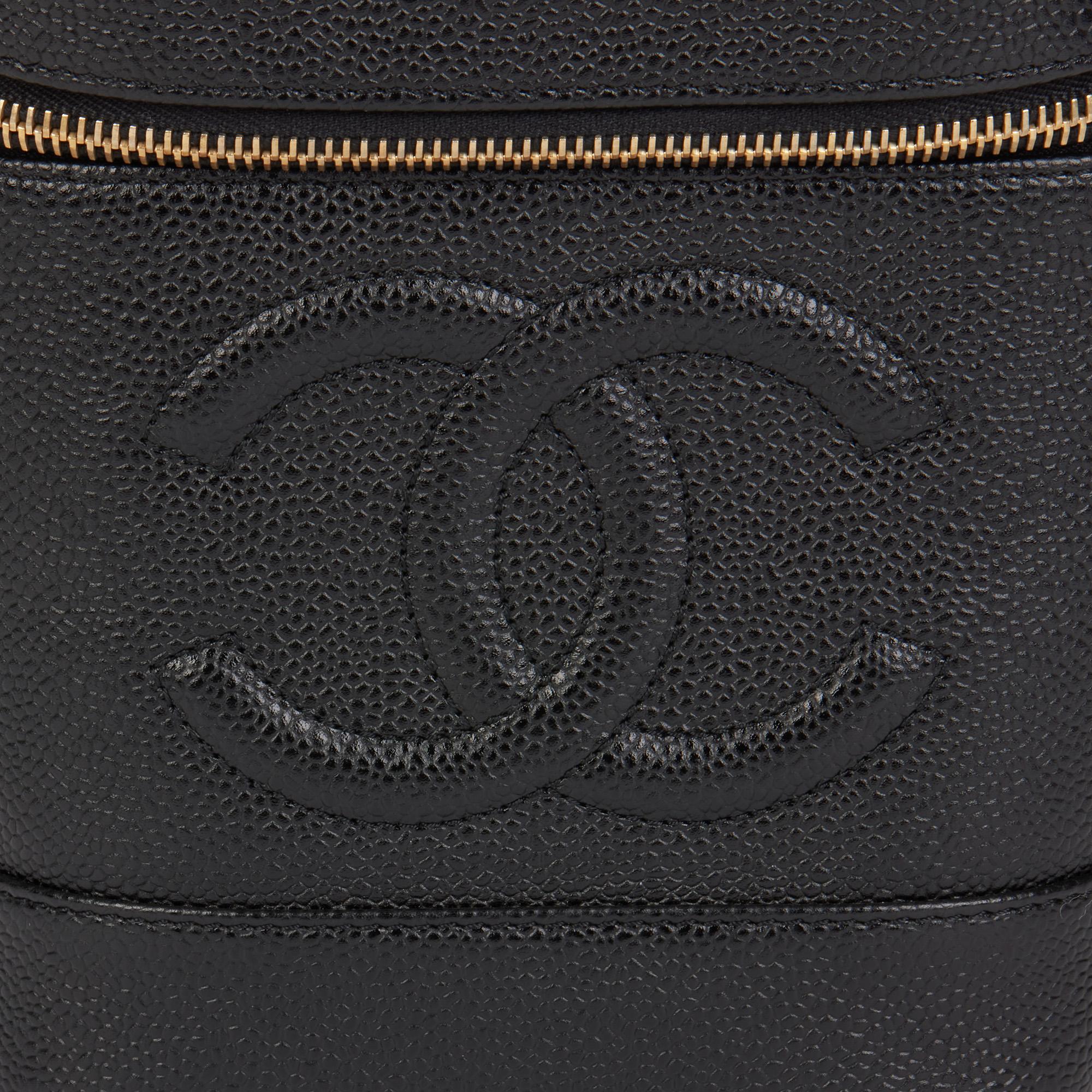 Chanel BLACK CAVIAR LEATHER VINTAGE TIMELESS VANITY CASE 1