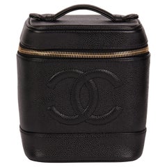 Chanel BLACK CAVIAR LEATHER VINTAGE TIMELESS VANITY CASE