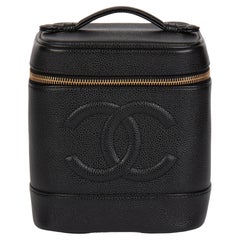 Chanel BLACK CAVIAR LEATHER VINTAGE TIMELESS VANITY CASE