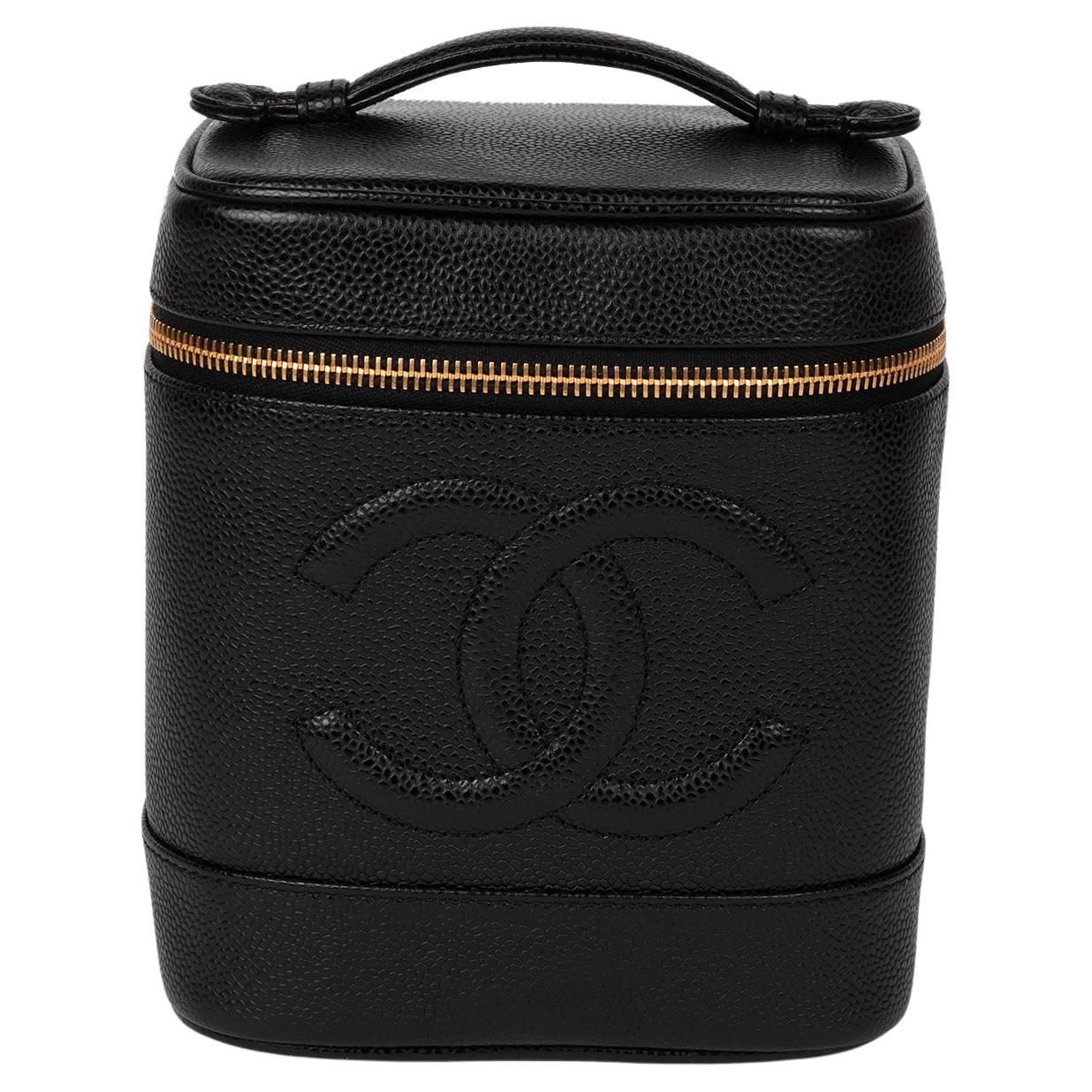 Chanel Black Caviar Leather Vintage Timeless Vanity Case