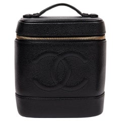 Chanel Black Caviar Leather Vintage Timeless Vanity Case