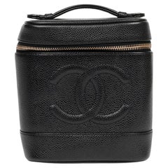 Chanel Black Caviar Leather Vintage Timeless Vanity Case