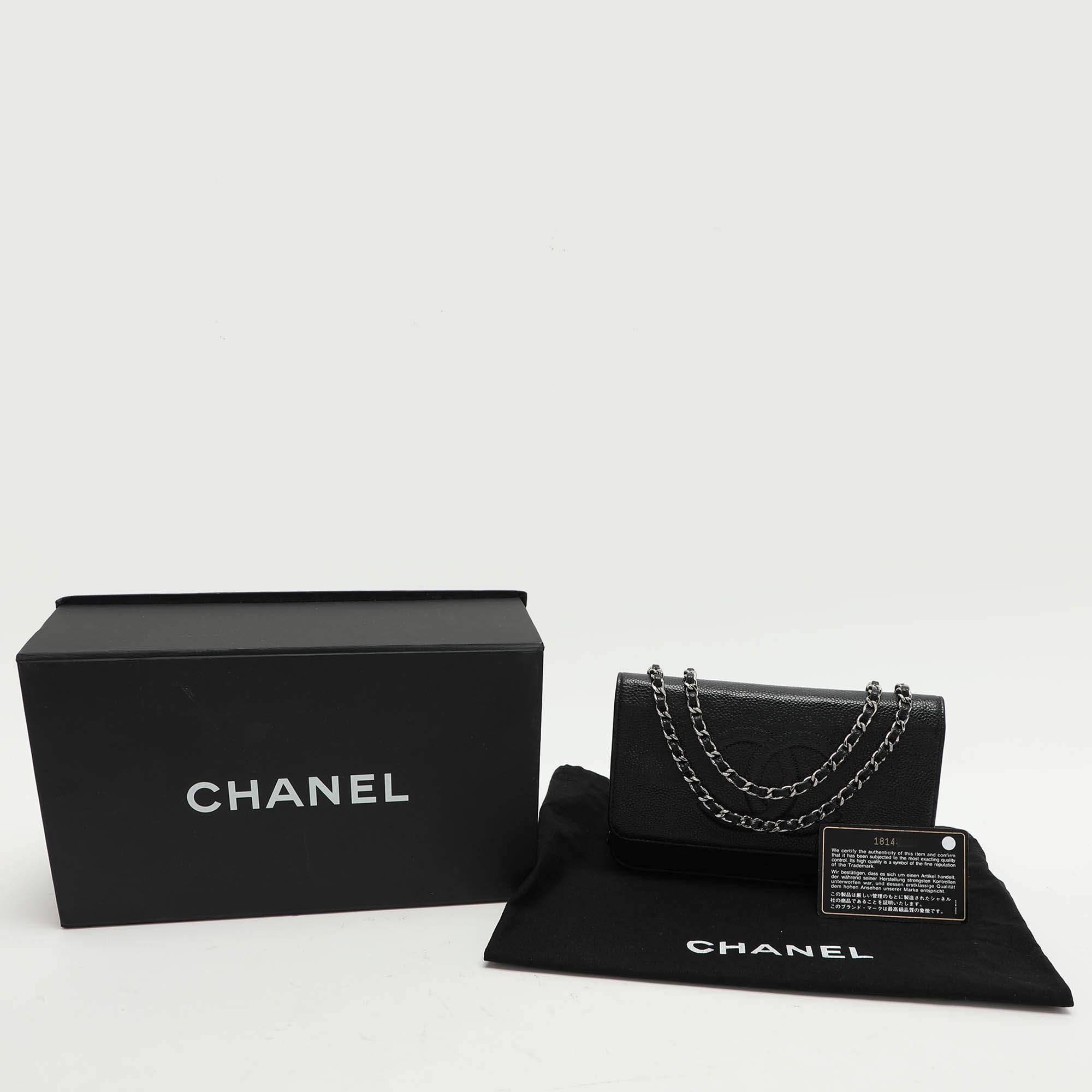 Chanel Black Caviar Leather Wallet On Chain For Sale 3