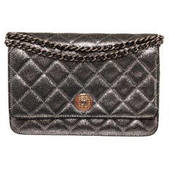 Chanel Black Caviar Leather WOC Chain Bag with caviar leather, silver-tone