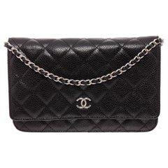 Chanel Black Caviar Leather WOC Wallet On Chain Bag