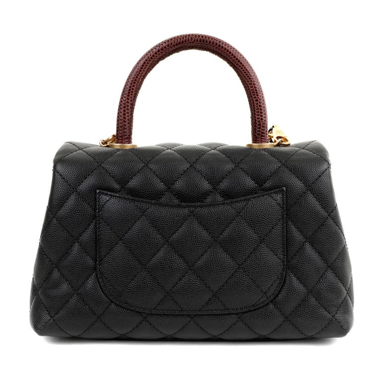 Chanel Medium Coco Handle Quilted Black Caviar Lizard Handle Gold Hard –  Coco Approved Studio