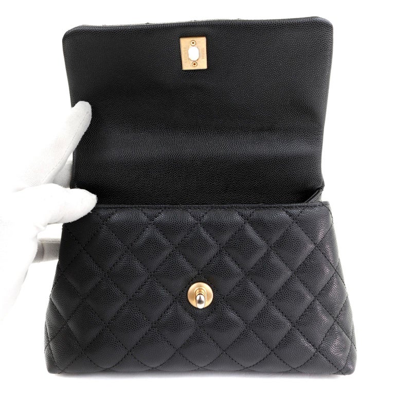 Chanel Black Caviar Lizard Coco Handle Small Flap Bag For Sale at 1stDibs