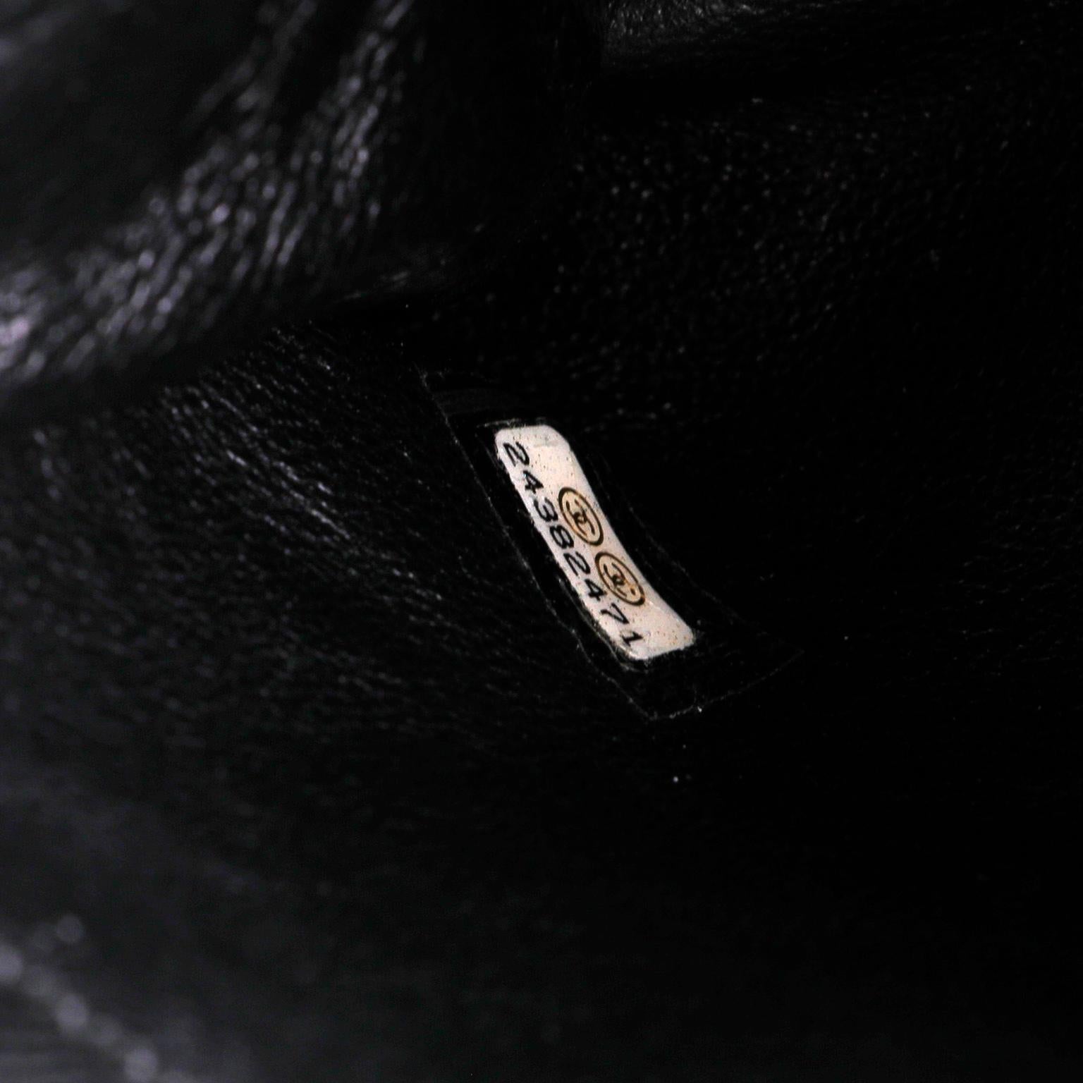 Women's Chanel Black Caviar Lizard Coco Handle Small Flap Bag
