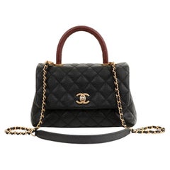 CHANEL, Bags, Chanel Medium Lizardtrim Coco Handle Caviar Quilted Red  Flap Bag