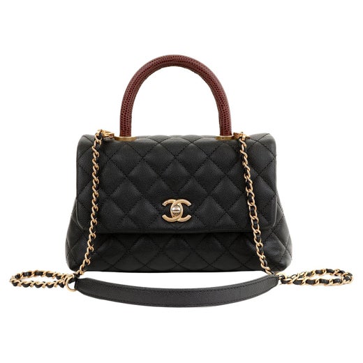 Chanel Large Lizard Coco Handle Flap Black Caviar Antique Gold Hardware –  Madison Avenue Couture