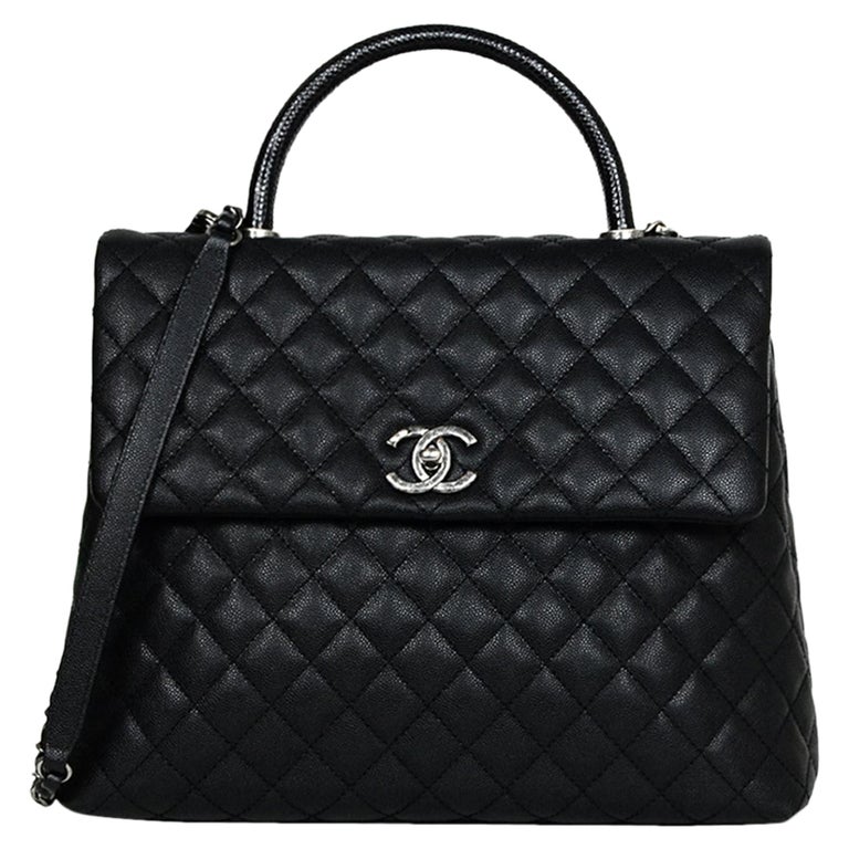 Chanel Coco Top Handle Bag Quilted Caviar with Lizard Mini at 1stDibs