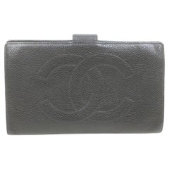 Chanel Black Caviar Logo CC Long Flap Wallet 862952 