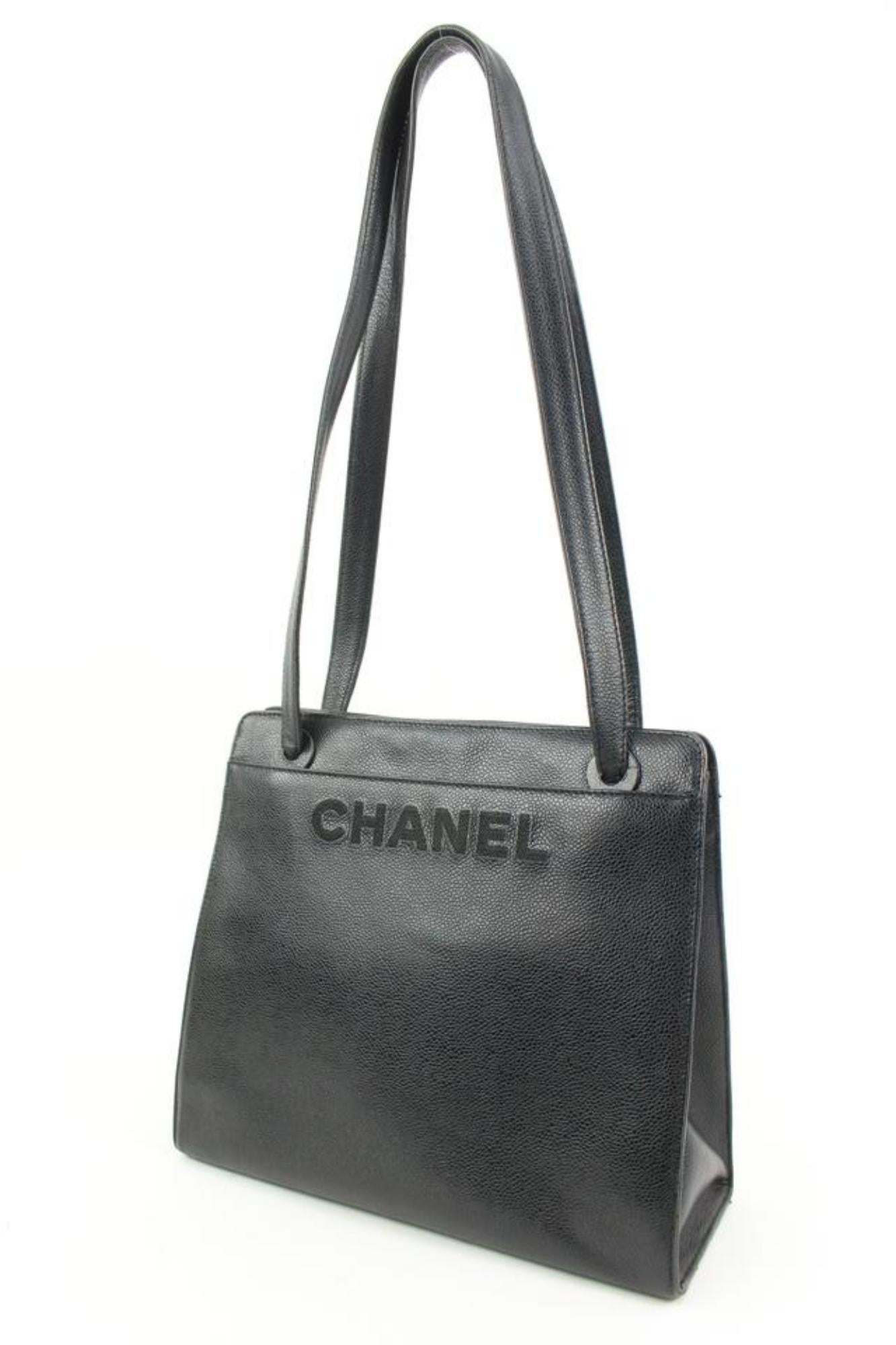 Chanel Black Caviar Logo Shopper Tote Bag 10c131s
Date Code/Serial Number: 6182151
Made In: Italy
Measurements: Length:  11.5