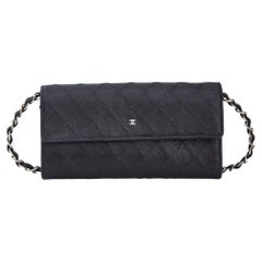 Chanel Black Caviar Long Wallet On A Chain Bag