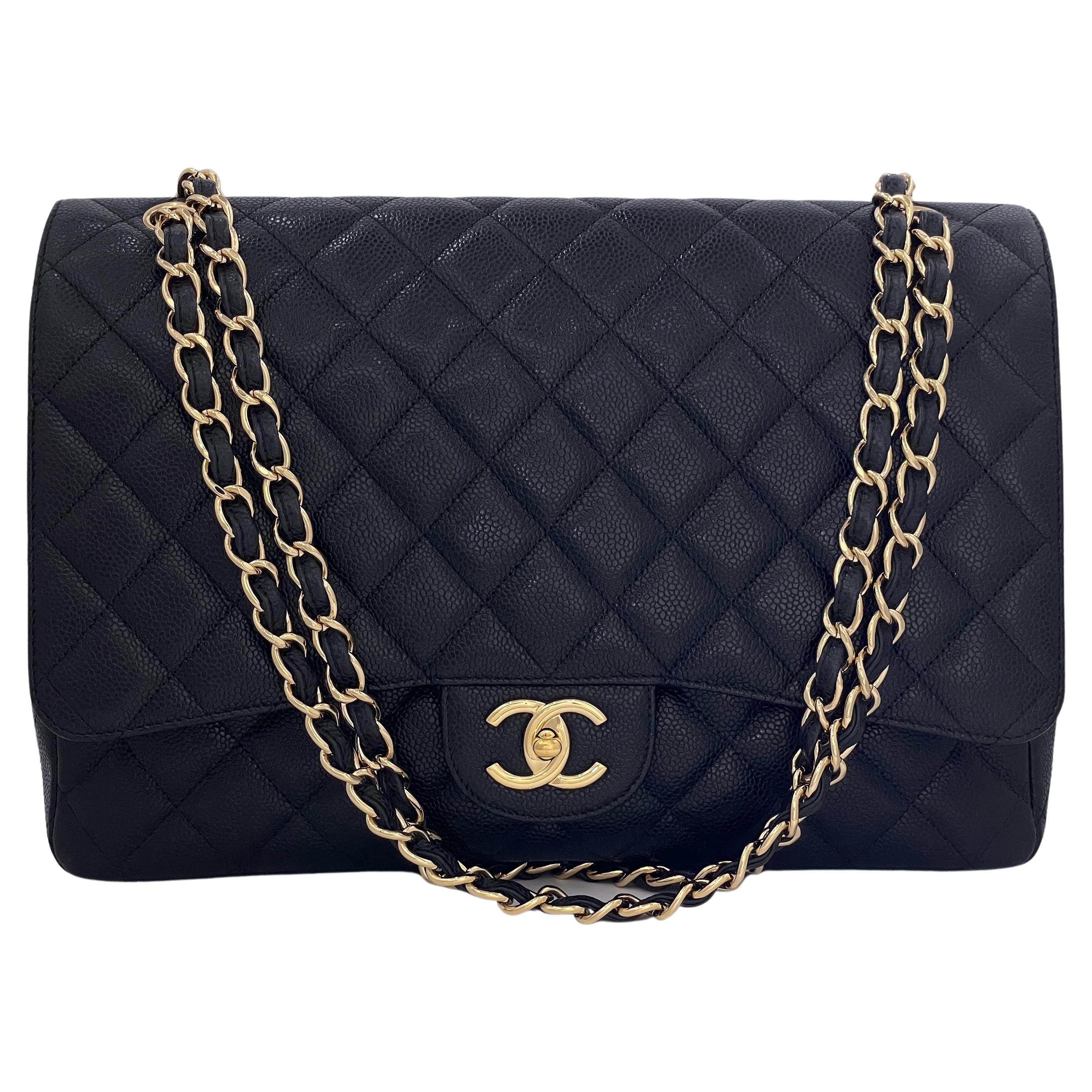 Chanel Black Caviar Maxi Classic Double Flap Bag GHW 65325