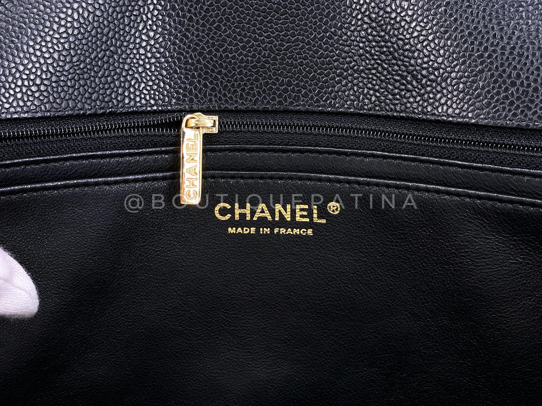 Chanel Noir Caviar Maxi Classic Double Flap Bag GHW 65472 en vente 7