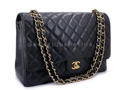 Chanel Black Caviar Maxi Classic Double Flap Bag GHW 65472