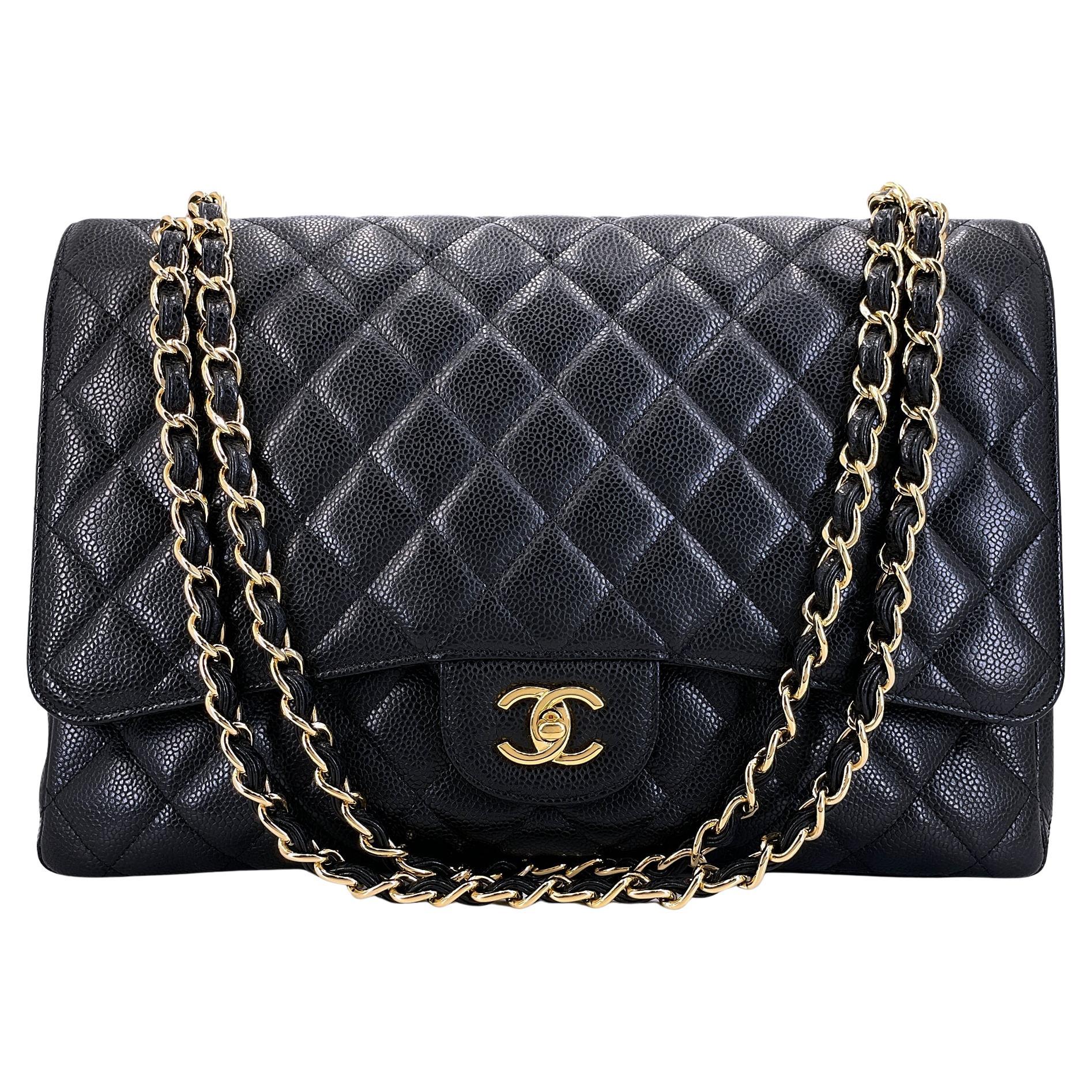 Chanel Noir Caviar Maxi Classic Double Flap Bag GHW 65472