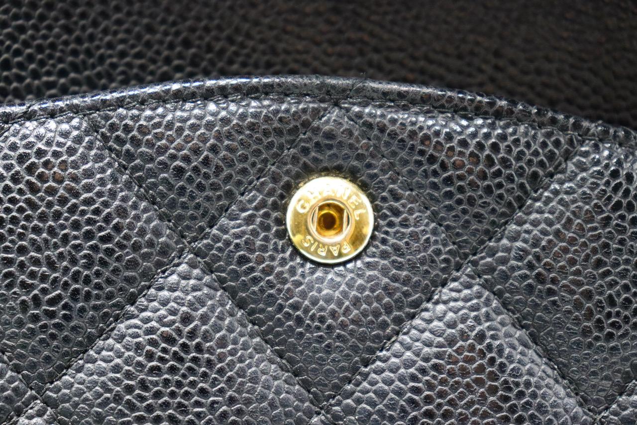 CHANEL Black Caviar Maxi Double Flap Bag For Sale 12