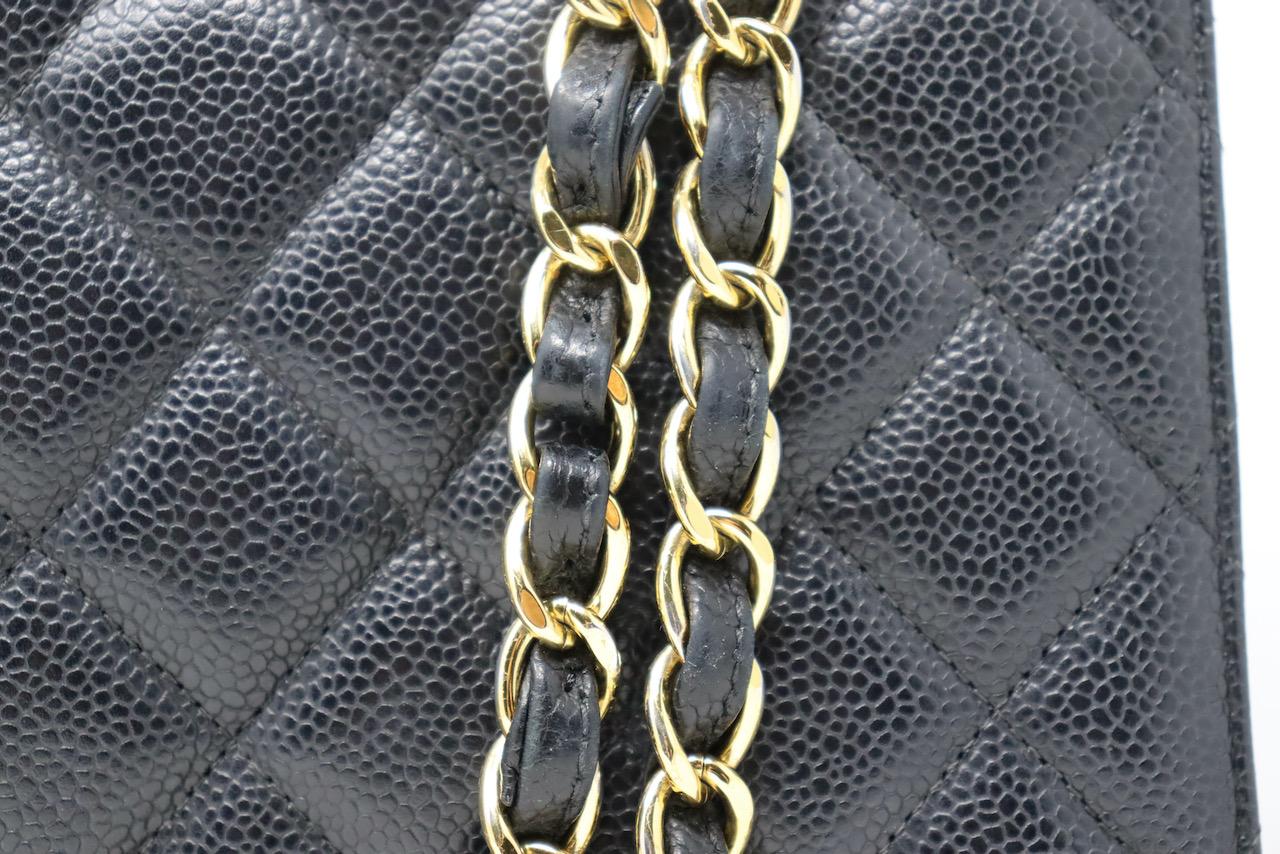 CHANEL Black Caviar Maxi Double Flap Bag For Sale 3