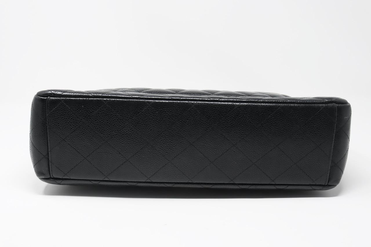 CHANEL Black Caviar Maxi Double Flap Bag For Sale 5