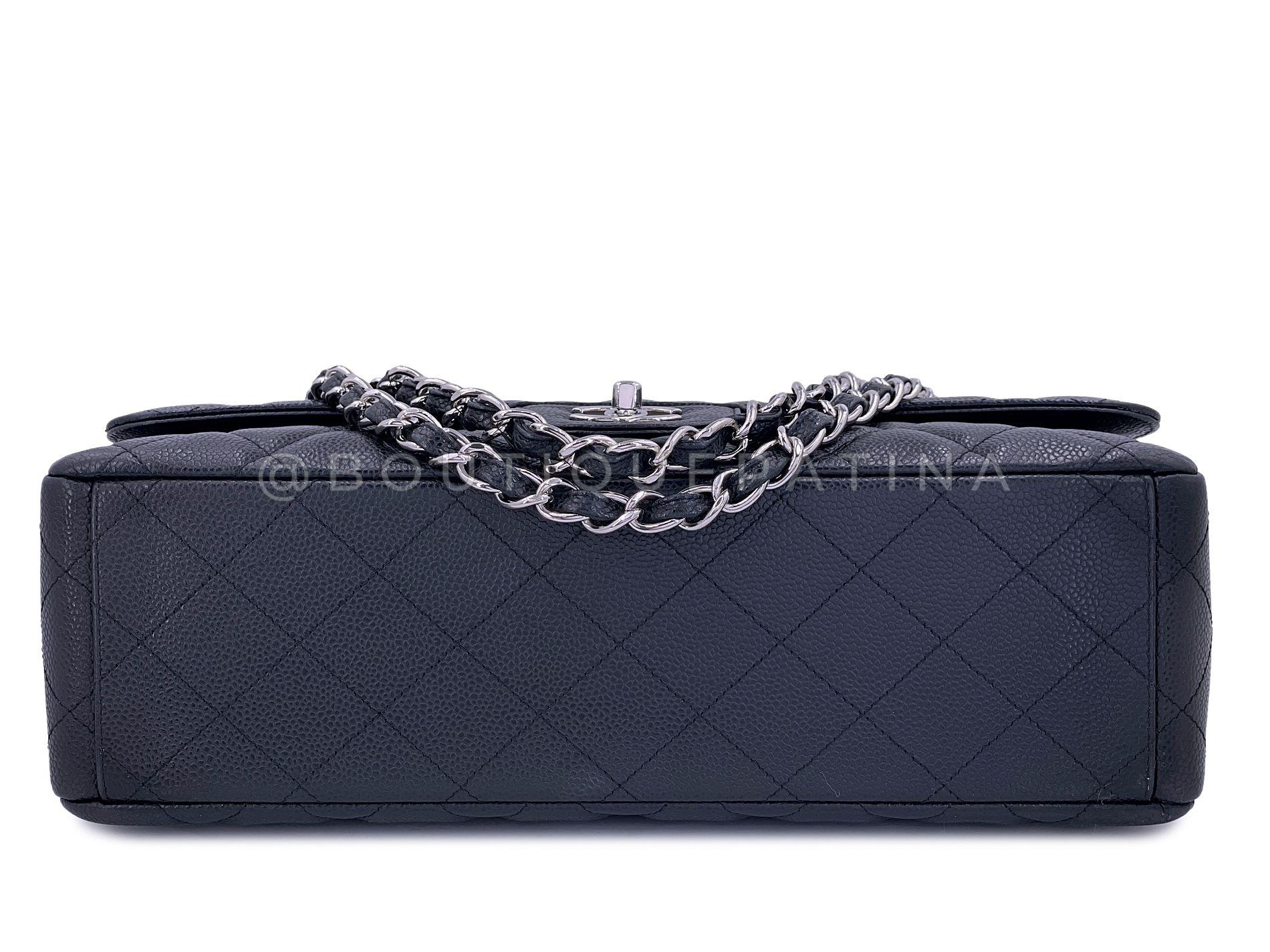 Chanel Black Caviar Maxi Flap Bag SHW Single 66714 For Sale 2