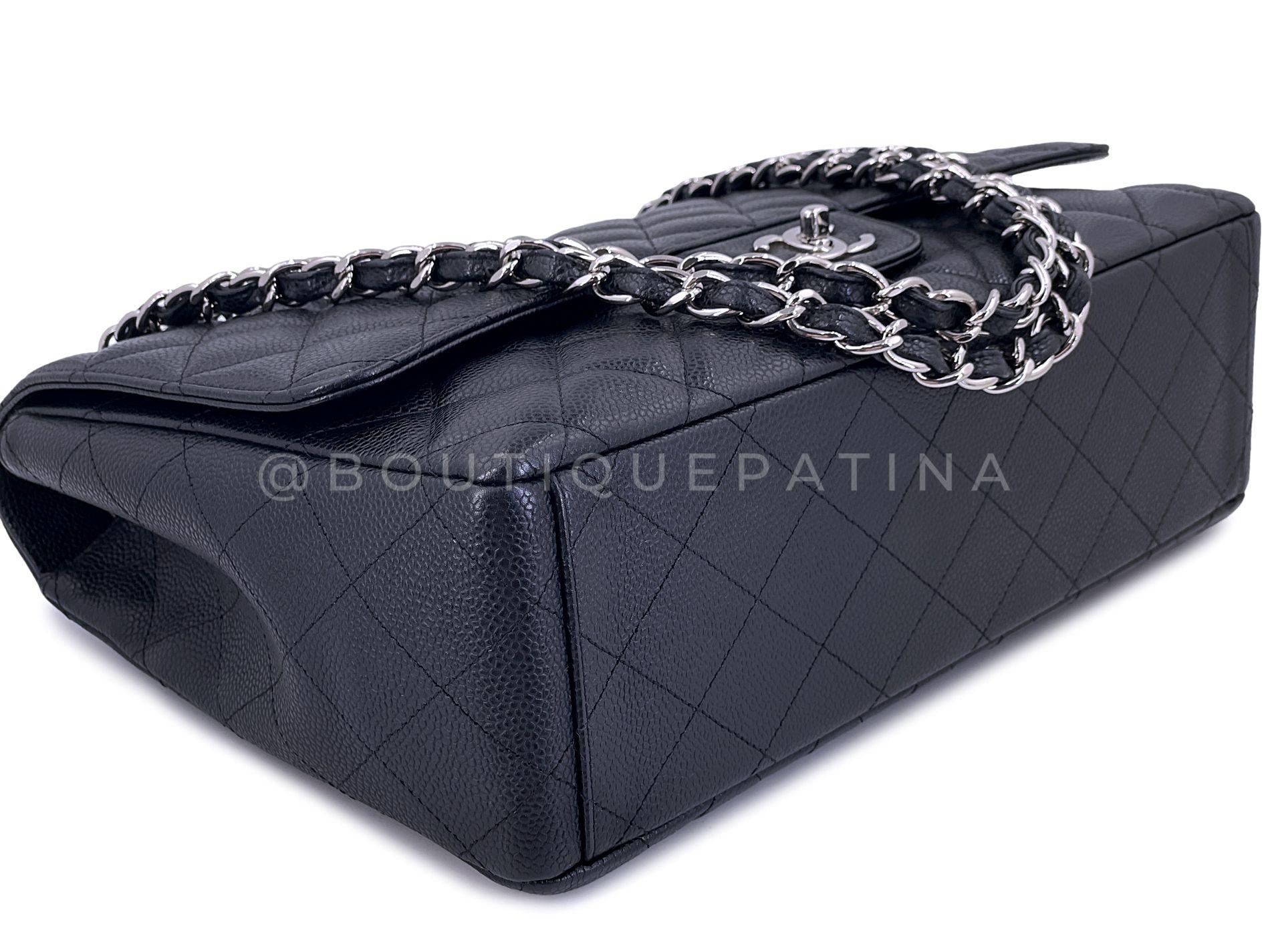 Chanel Black Caviar Maxi Flap Bag SHW Single 66714 For Sale 3
