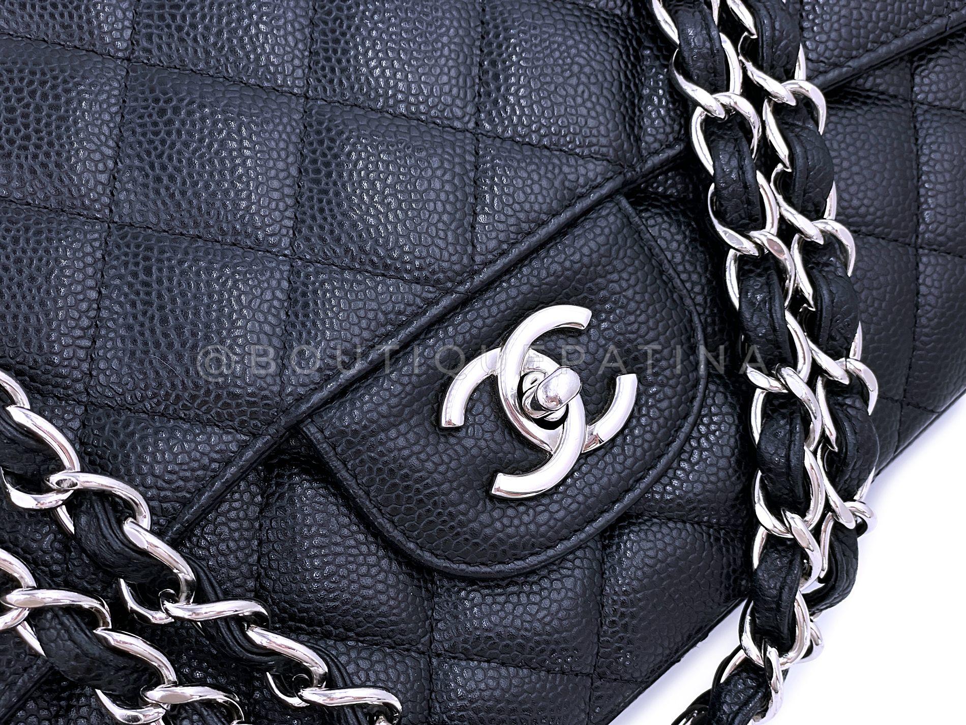 Chanel Black Caviar Maxi Flap Bag SHW Single 66714 For Sale 4