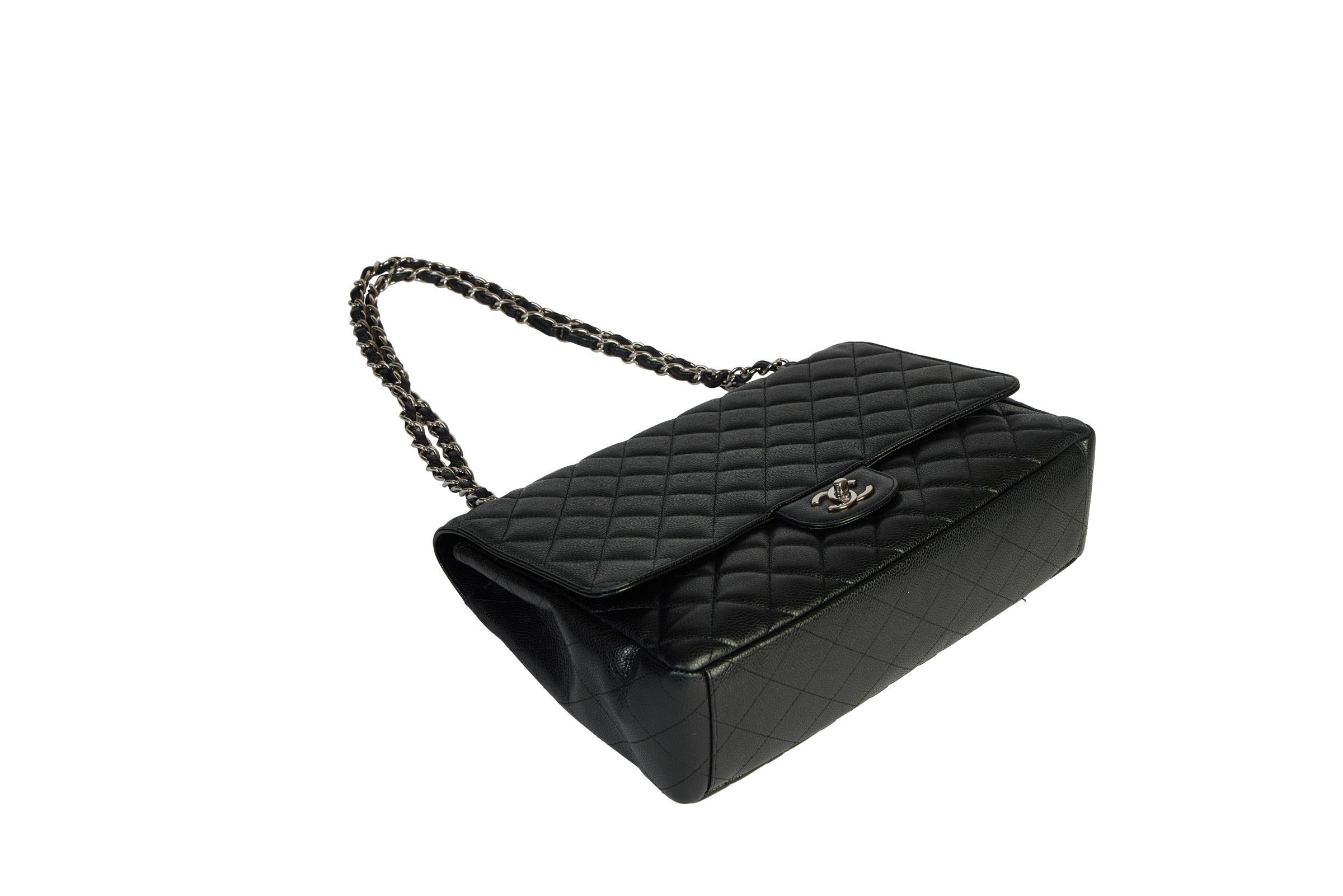 Chanel Black Caviar Maxi Single Flap Bag 1