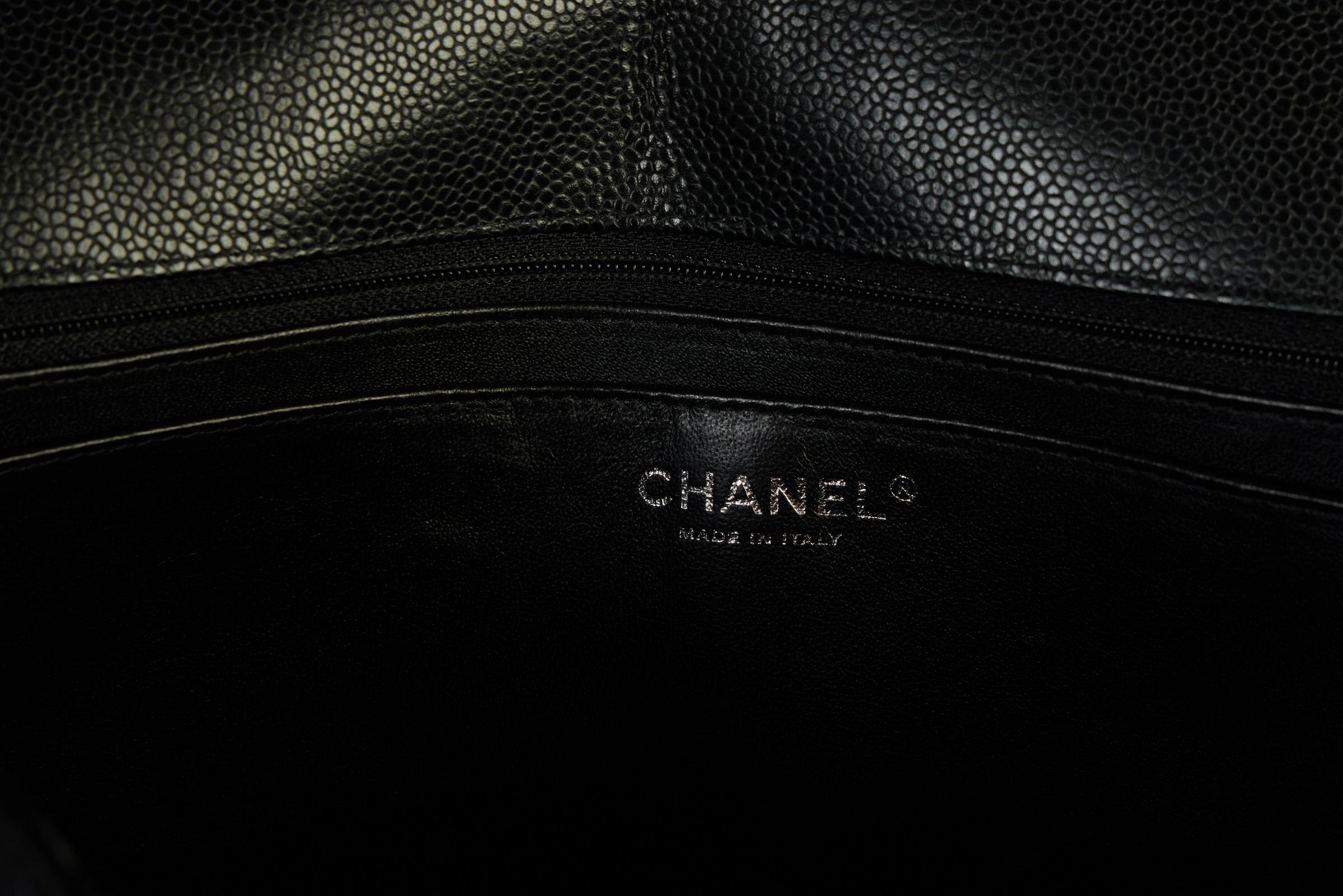 Chanel Black Caviar Maxi Single Flap Bag 3