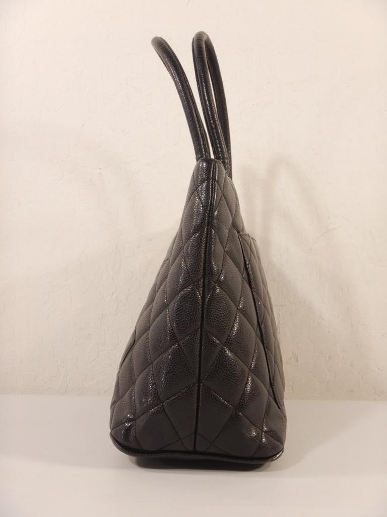 Chanel Black Caviar Medallion Tote Bag For Sale 7