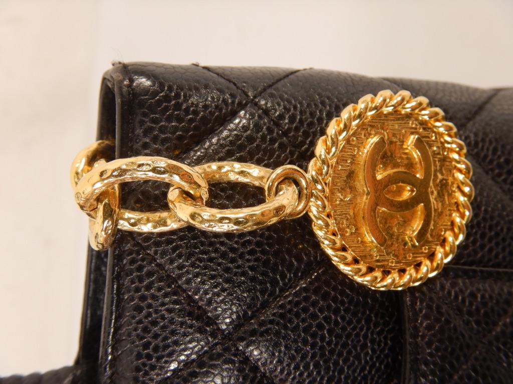 Chanel Black Caviar Medallion Tote Bag For Sale 10