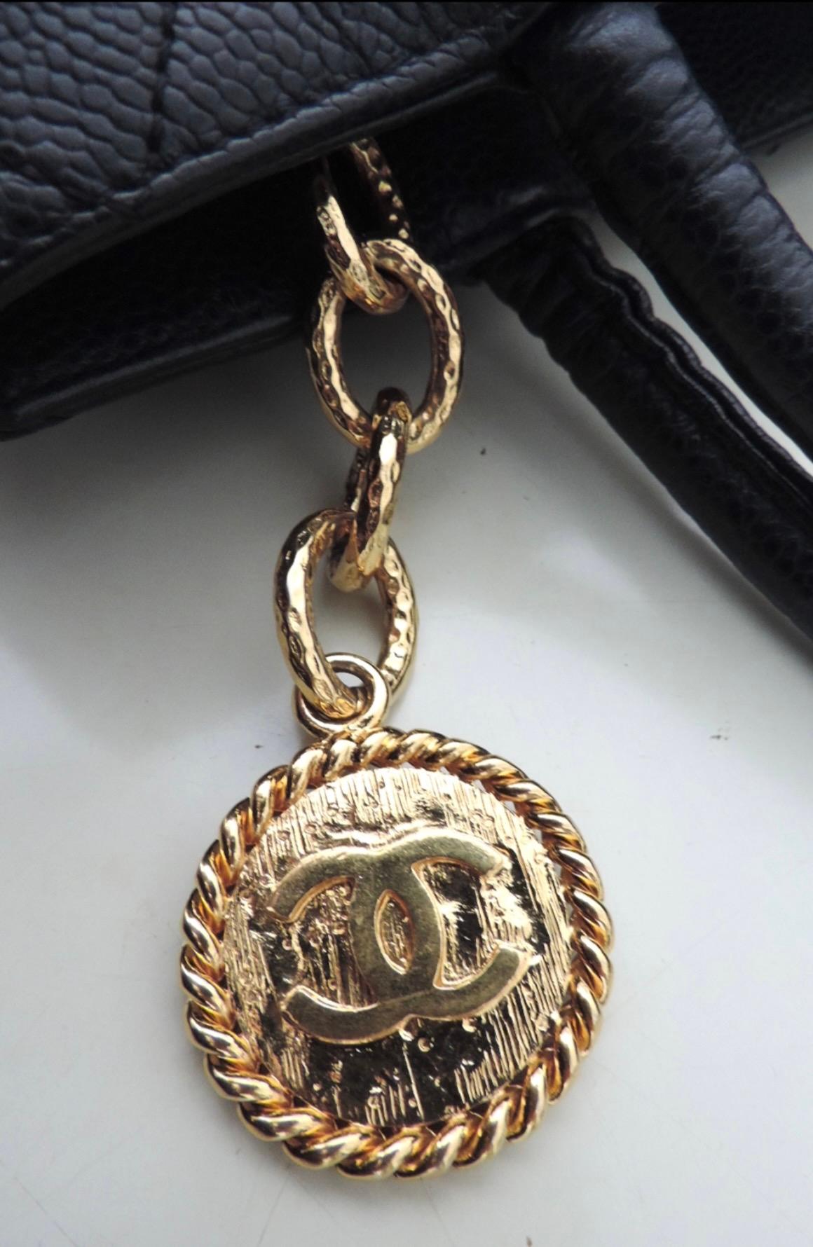 Chanel Black Caviar Medallion Tote Bag In Good Condition For Sale In Oakland, CA