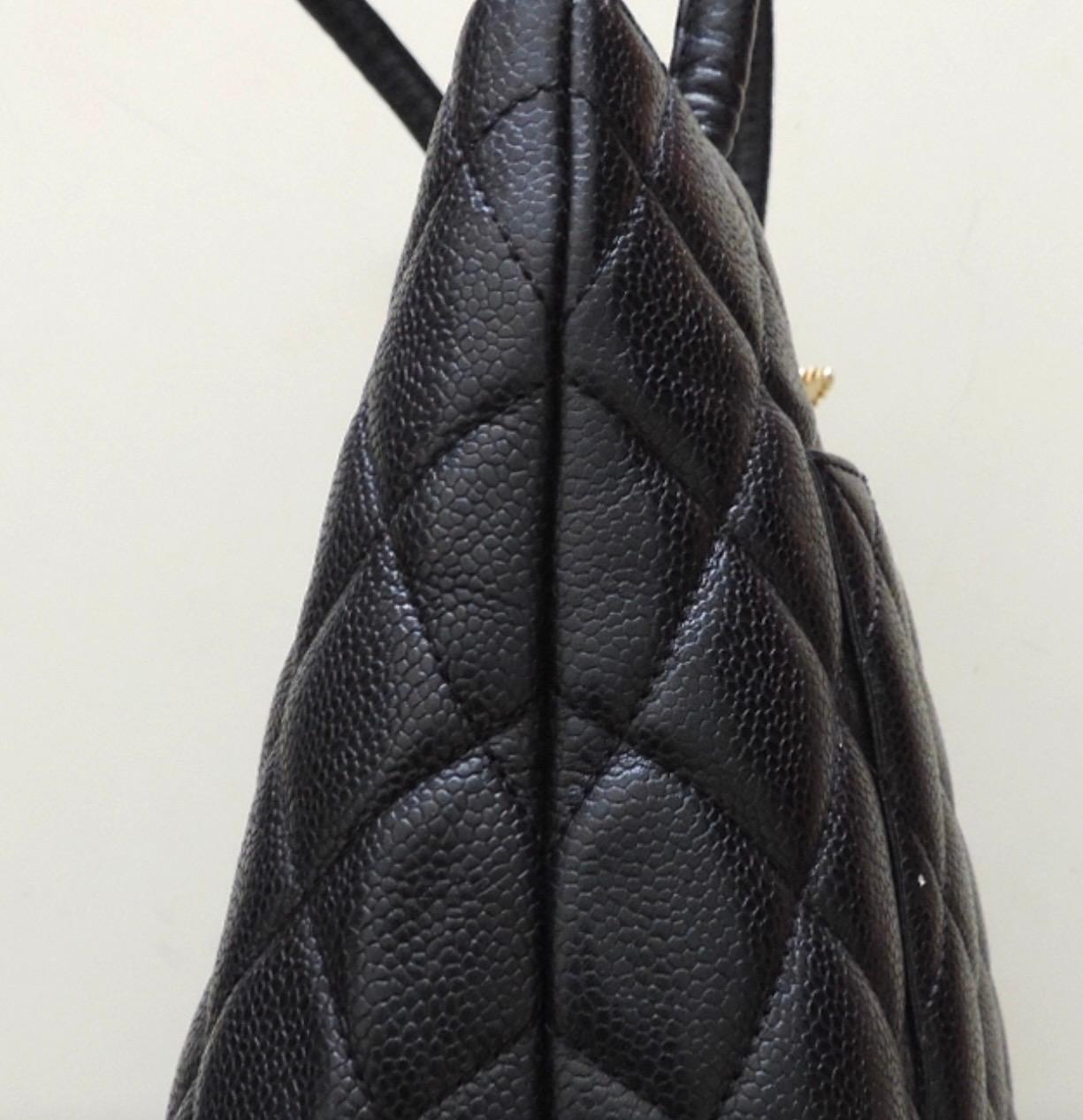 Chanel Black Caviar Medallion Tote Bag For Sale 2
